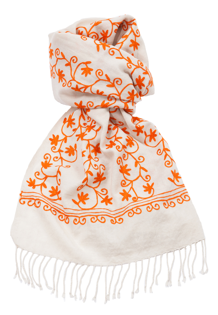 Ethno Schal Mumbai creme-orange